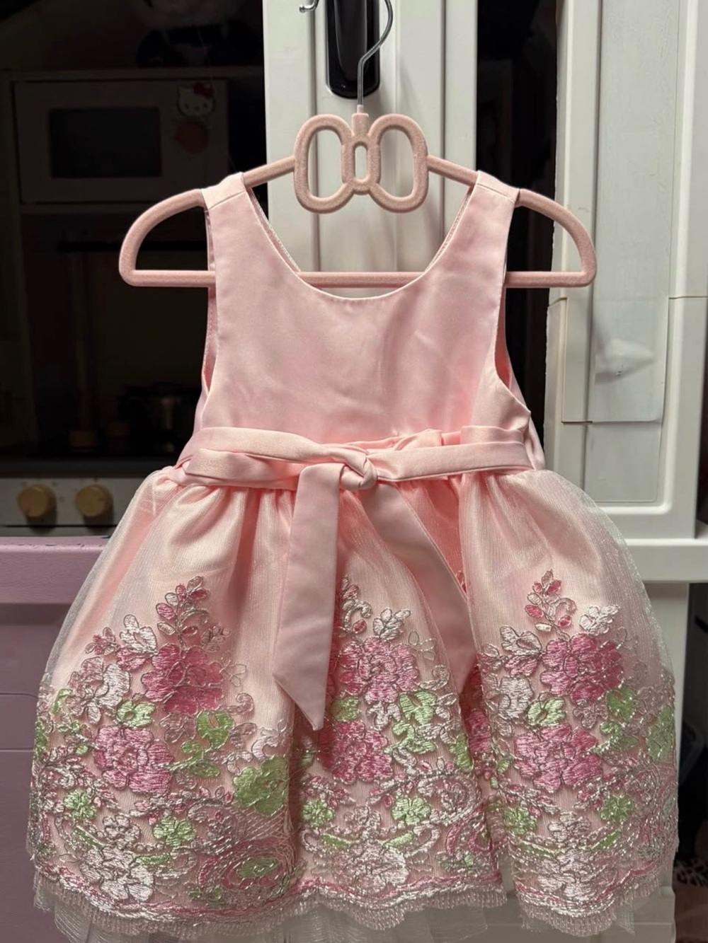 American Princess Pink Floral Embroidered Tulle Dress